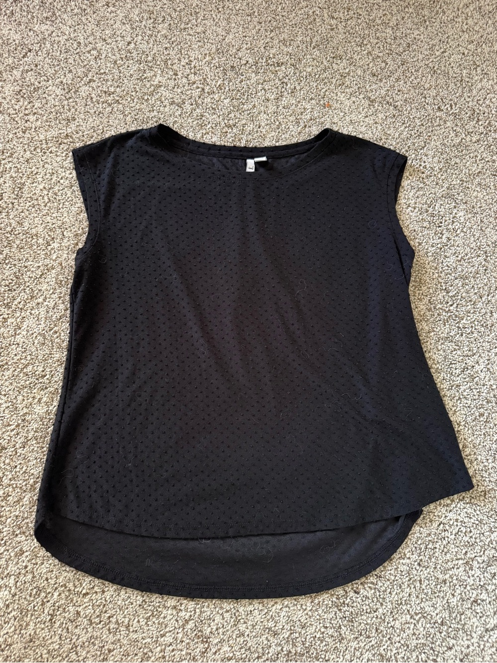 Elle Black Swiss Dot Sleeveless Blouse Size M